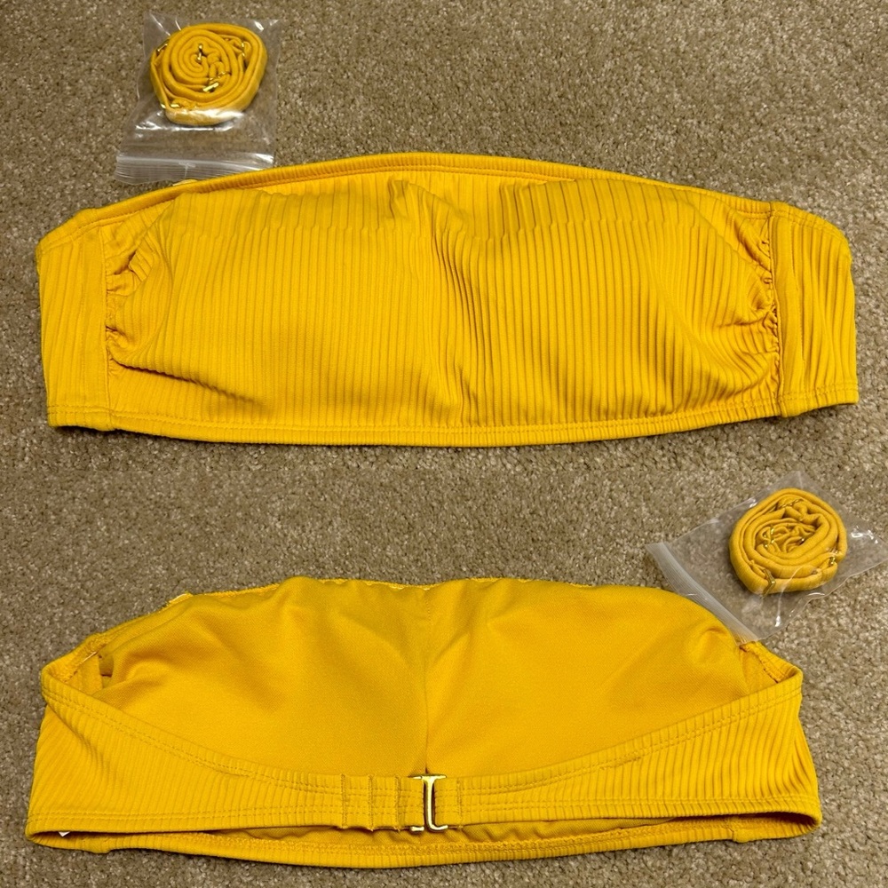 Xhilaration wild fable marigold yellow gold bandeau strapless bikini swim top M